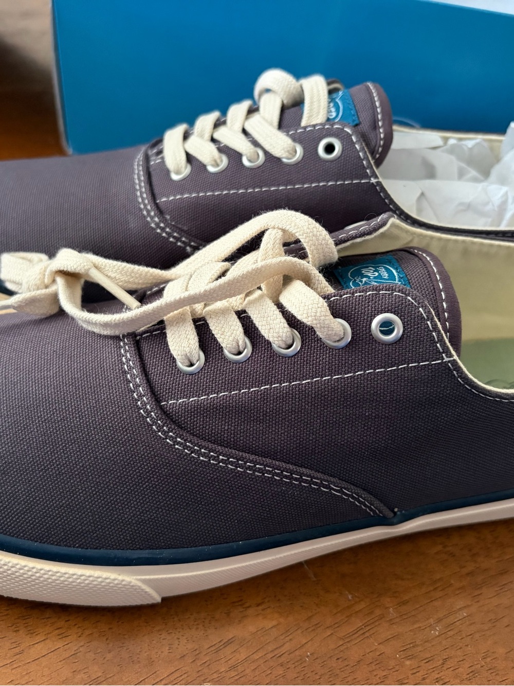 Men's Canvas Lace-Up Sneakers in Dark Gray with Cream Laces